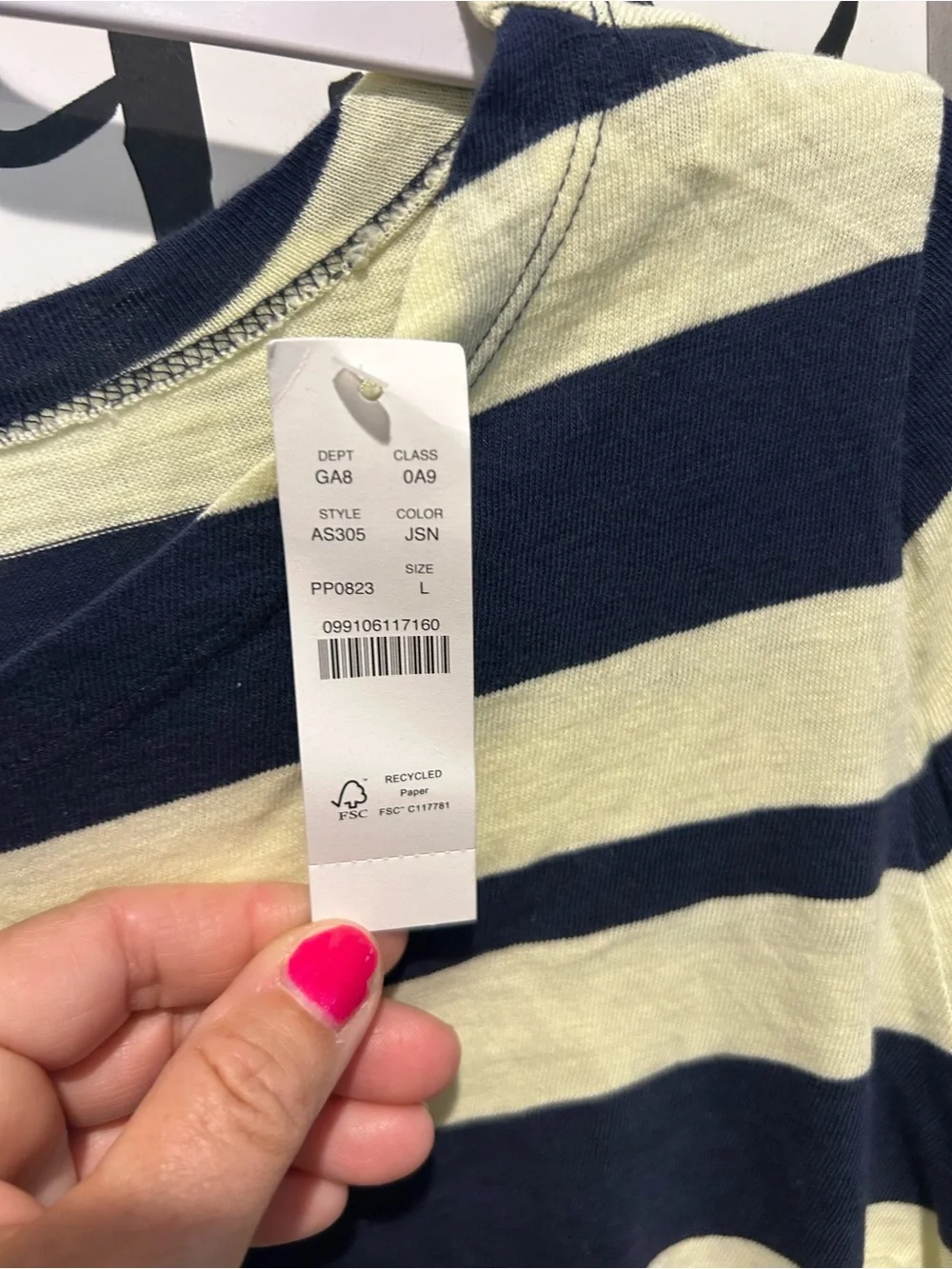 J. Crew Navy and Cream Striped Long-Sleeve Tee